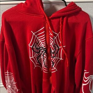Red Spiderweb Graphic Zip-Up Hoodie